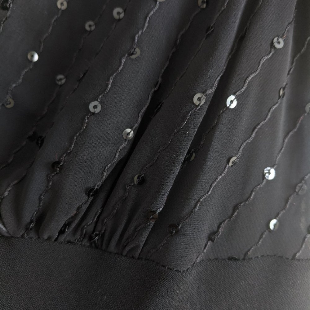 Evan Picone V Neck Night Black Dress 10P - Picture 4 of 8